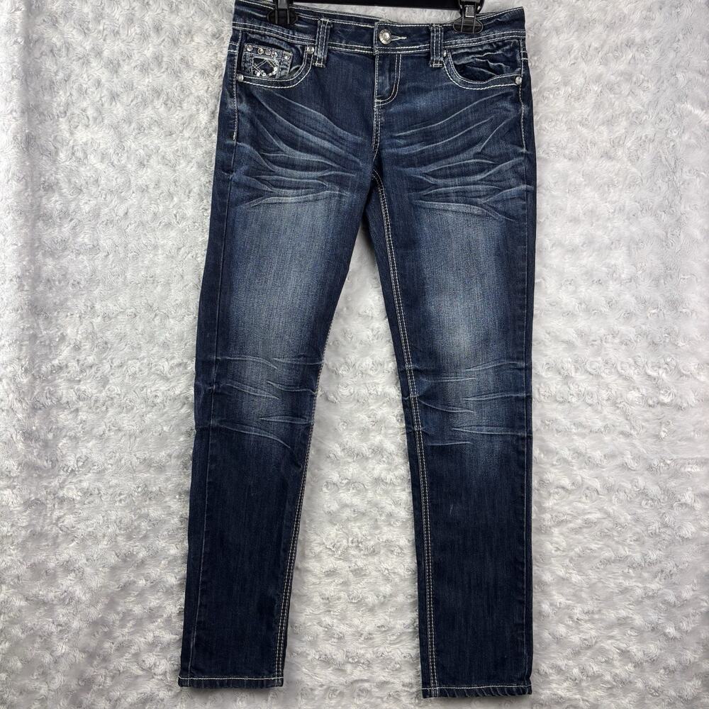 Red Camel Jeans junior Size 9 Regina Boot Cut Soft Stretch Dark Wash Embroidered
